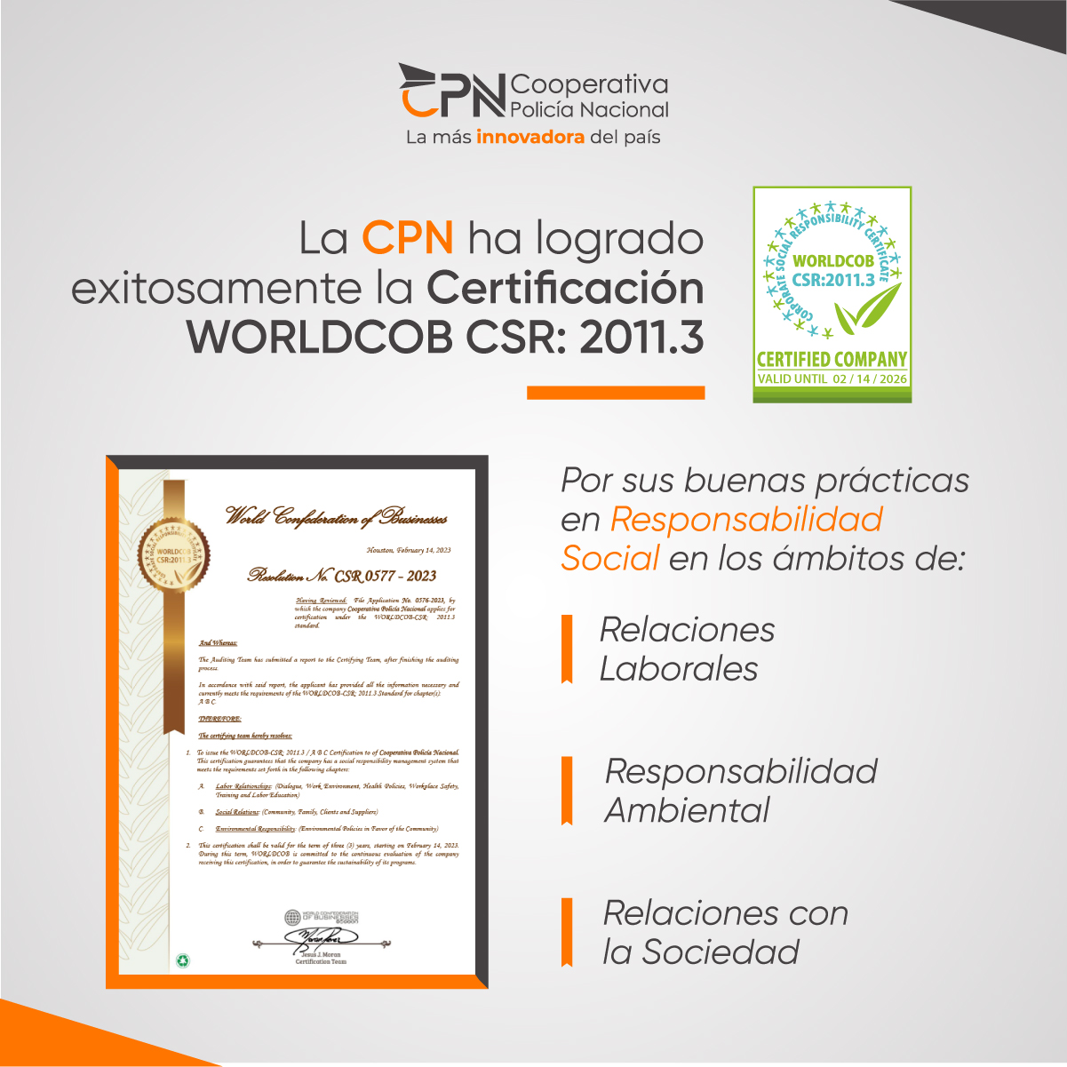 CPN Recibe Certificación Internacional En Responsabilidad Social Empresarial